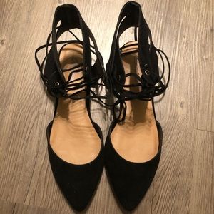 NWOT Black Lace up Flats